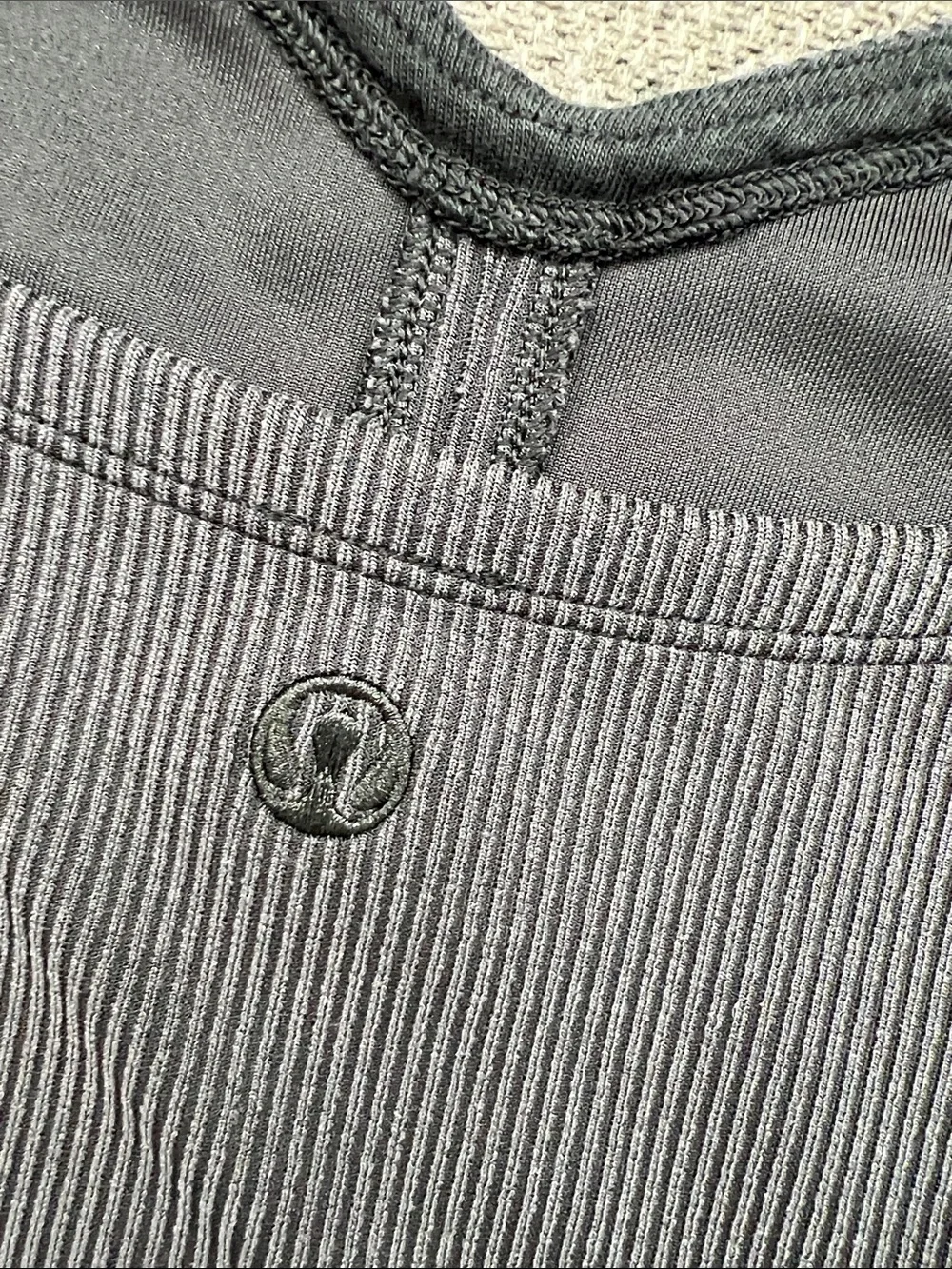 lululemon athletica Ribbed Sweetheart Crop Top in Charcoal Gray